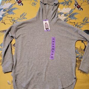 NWT Chaser Gray Cozy Thermal Waffle Knit Hooded Top Sweatshirt sz.XS MSRP $108